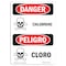 Signmission Safety Sign, OSHA Danger, 14" Height, Chlorine, Bilingual Spanish OS-DS-D-1014-VS-1065 - alternate 1